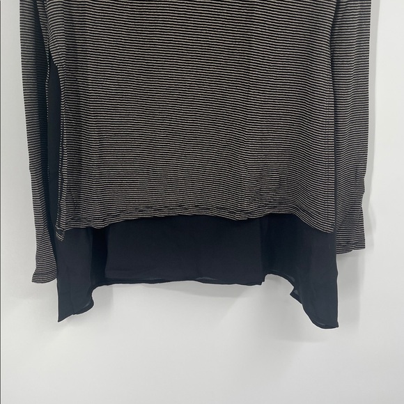 Black and Cream Striped Long Sleeve Layered Top - Picture 3 of 9